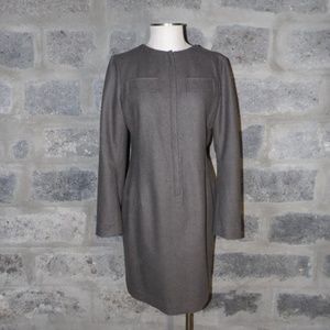 Jill Sander for Uniqlo zip front wool slim fit long sleeve dress brown